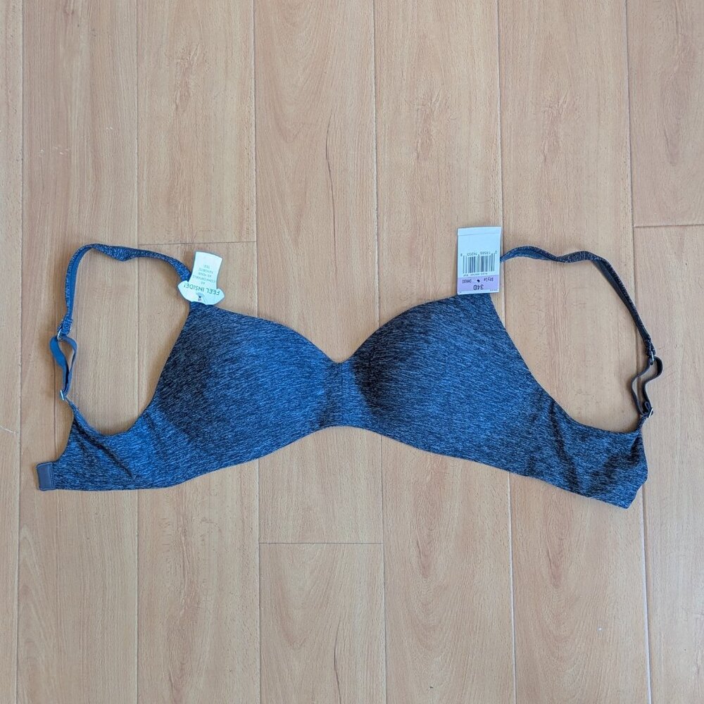 Fuller Coverage Wire-Free Bra (Hanes, 34D, Black Heather)